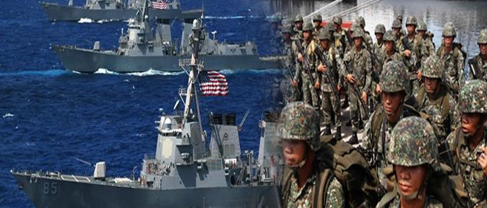 مناورات بحرية مشتركة كورية يابانية أمريكية قبالة شبه الجزيرة الكورية